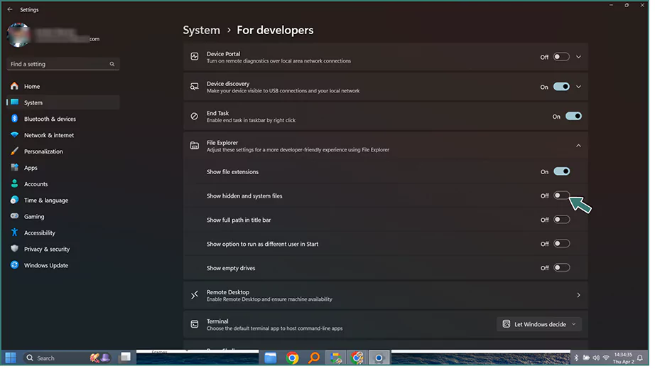 Check Show hidden files folders and drives