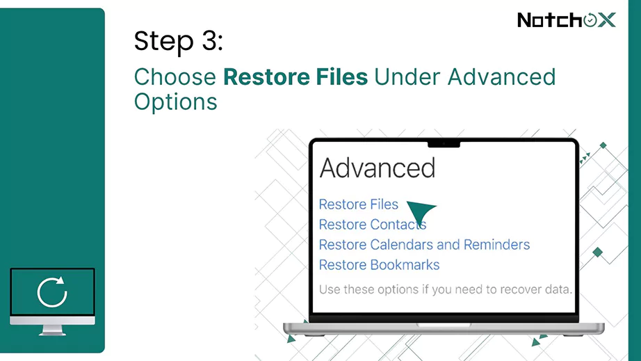 Choose Restore Files Under Advanced Options