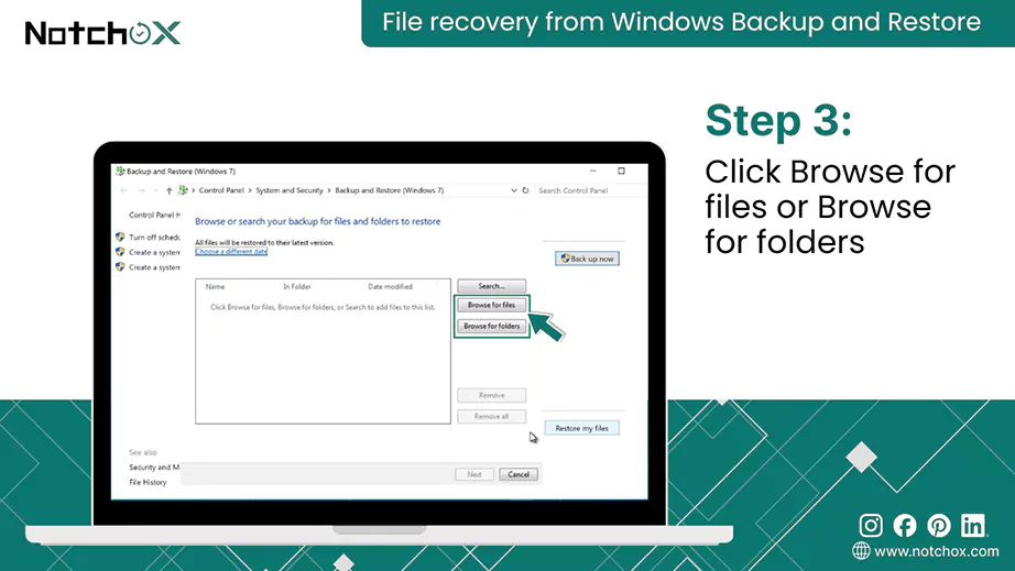 Click Browse for files or Browse for folder