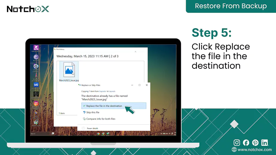 Click Replace the file in the destinations