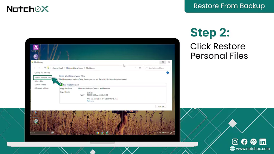 Click Restore Personal File