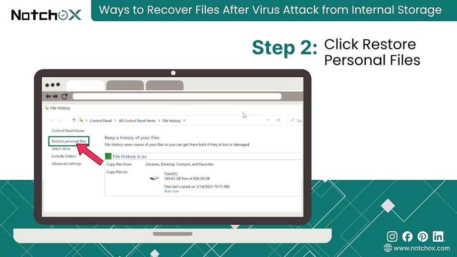 Click Restore Personal Files
