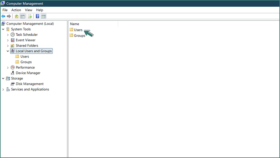 Click Users from Local Users and Groups