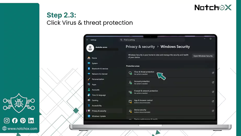 Click Virus and threat protection