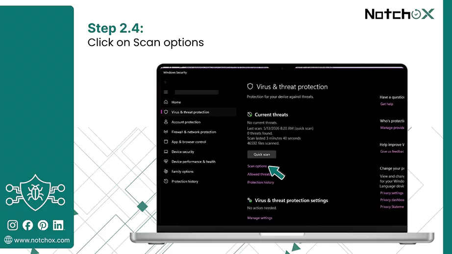 Click on Scan options