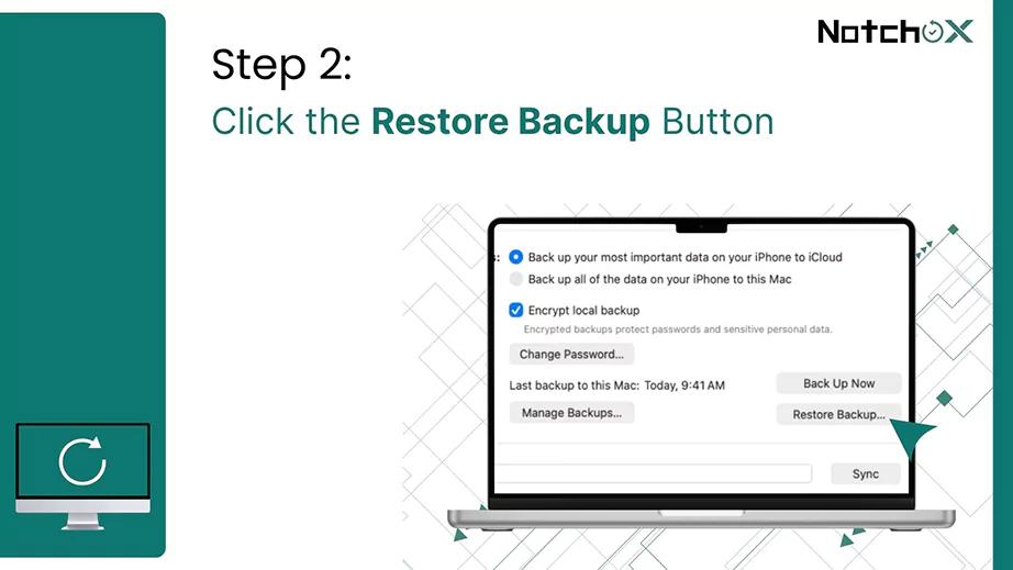 Click the Restore Backup Button