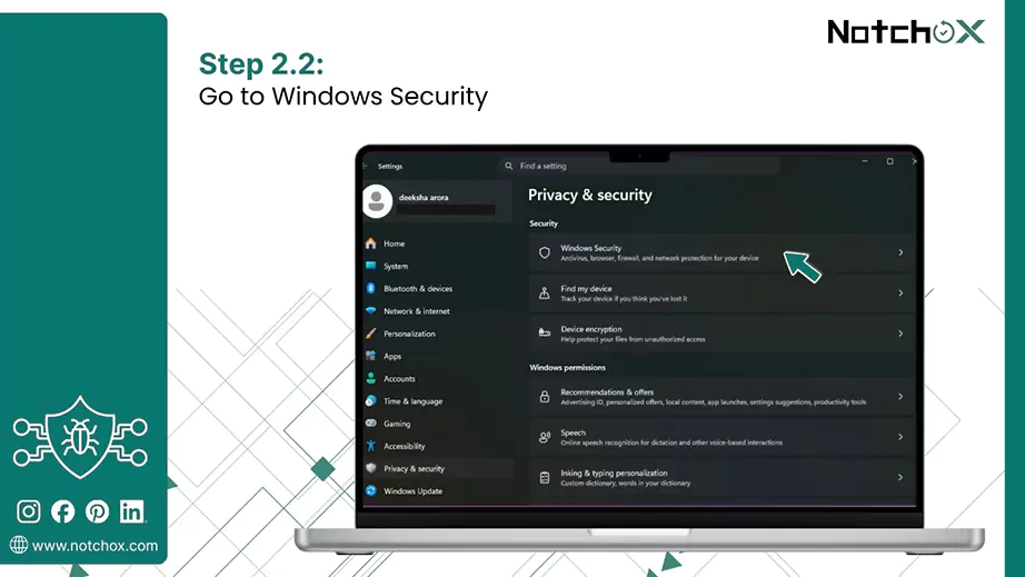 Go to Windows Security