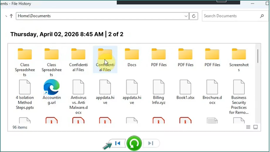 Navigate to Different Versions Navigation Buttons