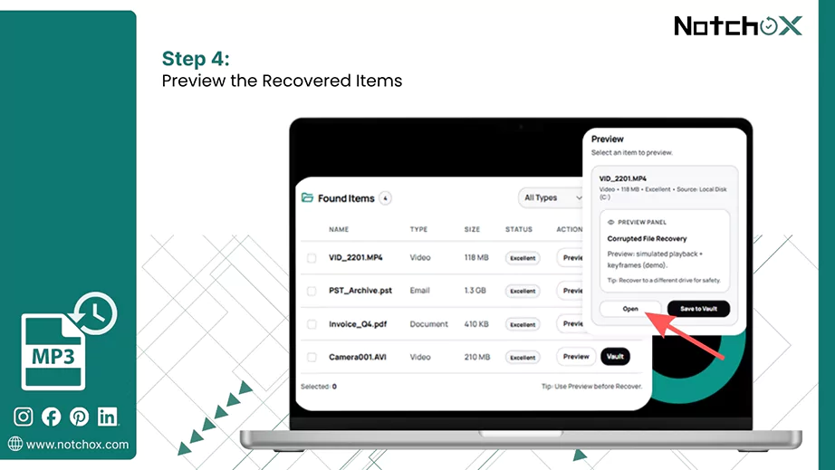 Preview the Recovered Items