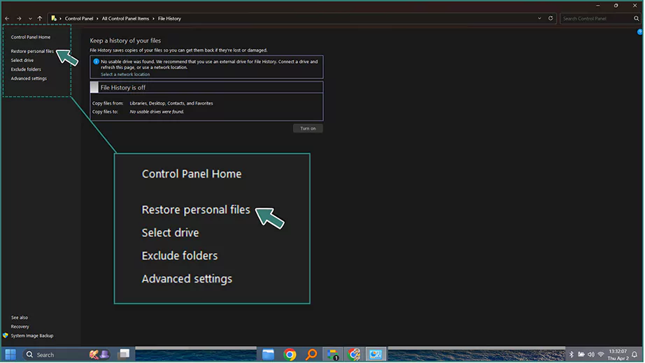 Restore Personal Files