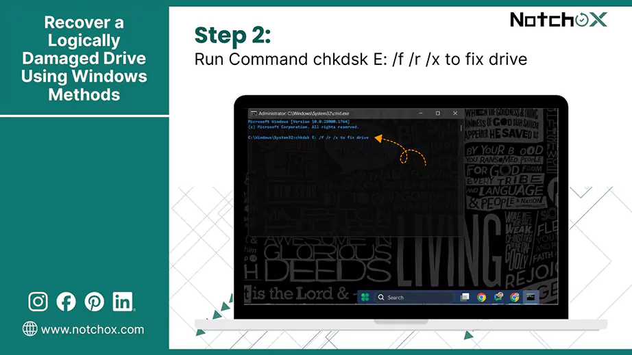 Run Command chkdsk E f r x to fix drive