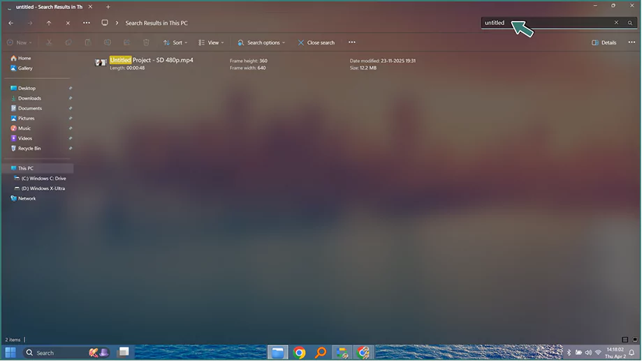 Search File In the Search text box