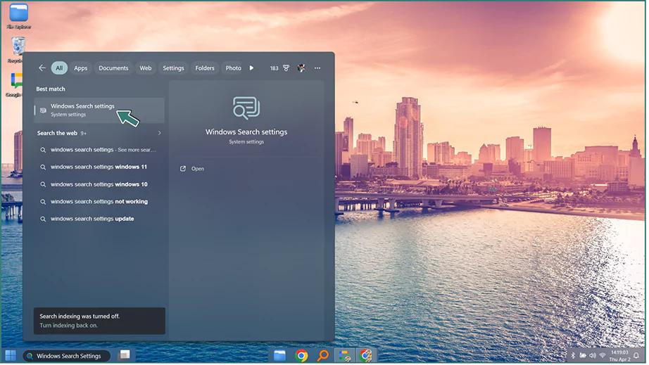 Search Windows Search Settings
