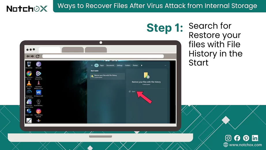 Search for Restore your files with File History in the Start