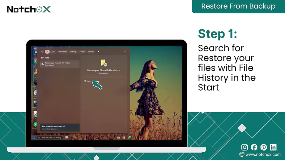 Search for Restore your files with File History in the Starts