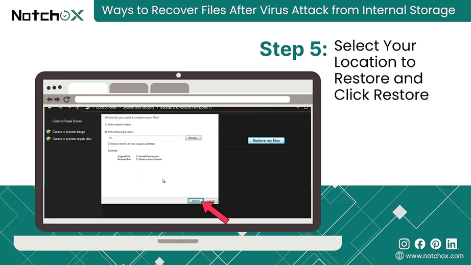 Select Your Location to Restore and Click Restore
