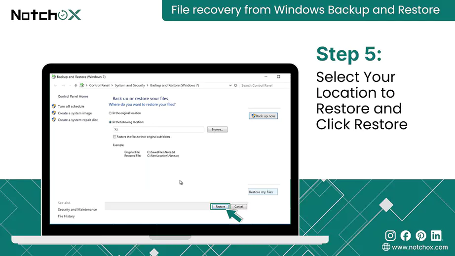 Select Your Location to Restore and Click Restores