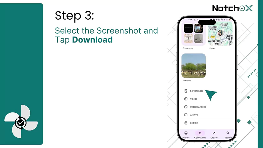 Select the Screenshot and Tap Download