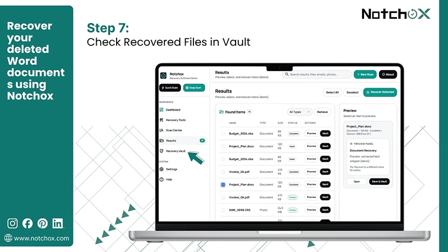 Check Recovered Files in Vault