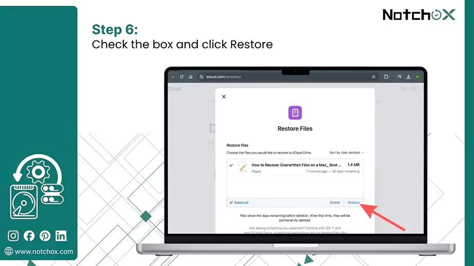 Check the box and click Restore