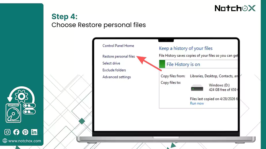Choose Restore personal files