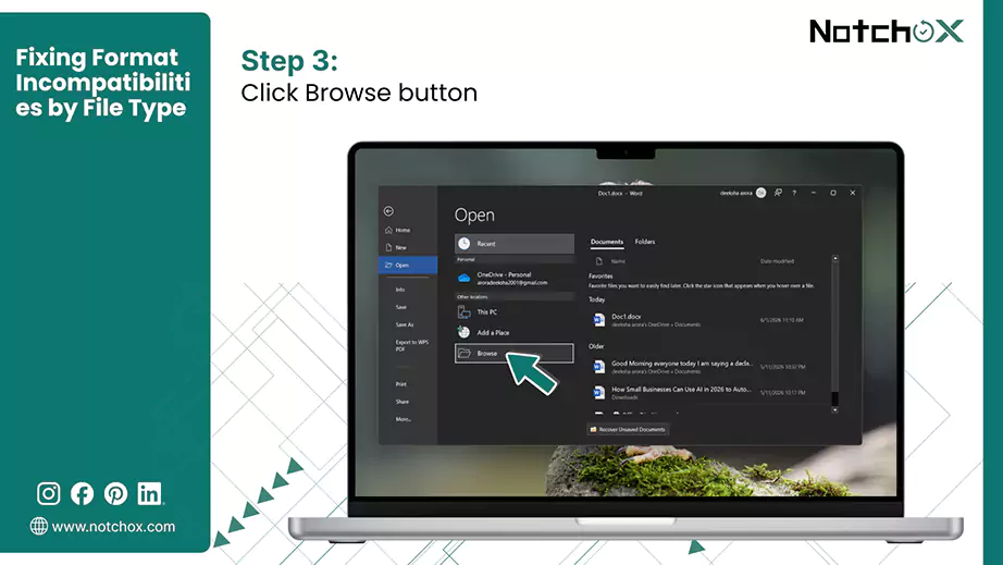 Click Browse button