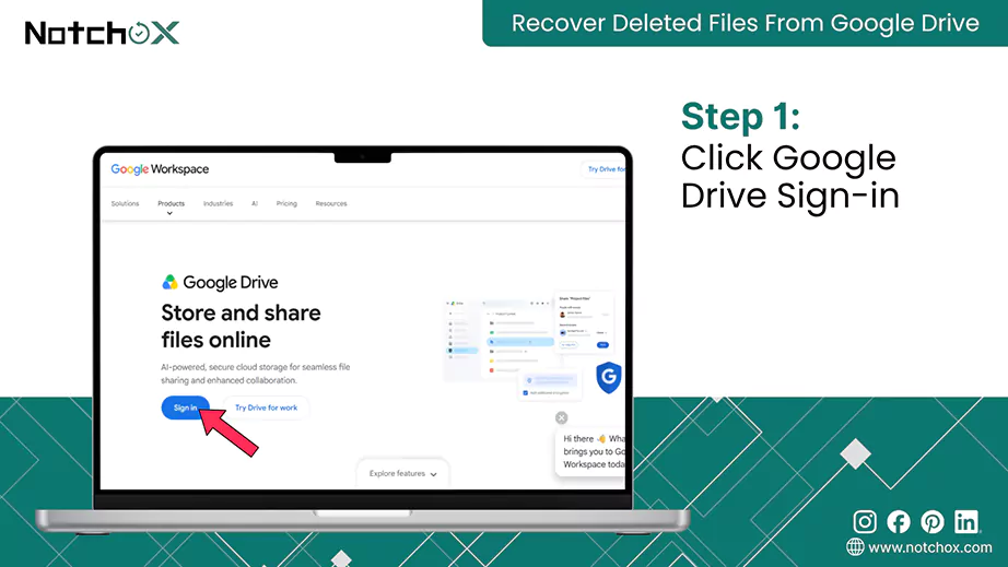Click Google Drive Sign in