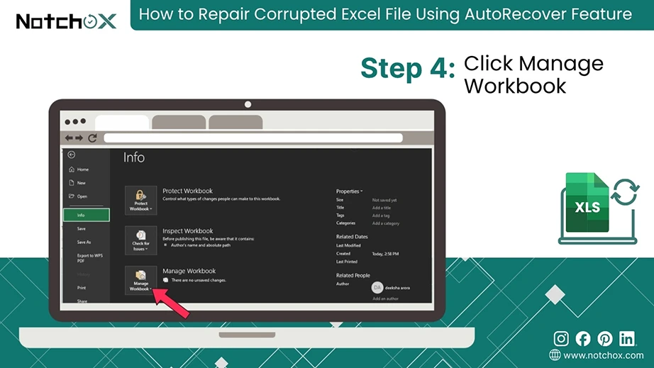 Click Manage Workbook