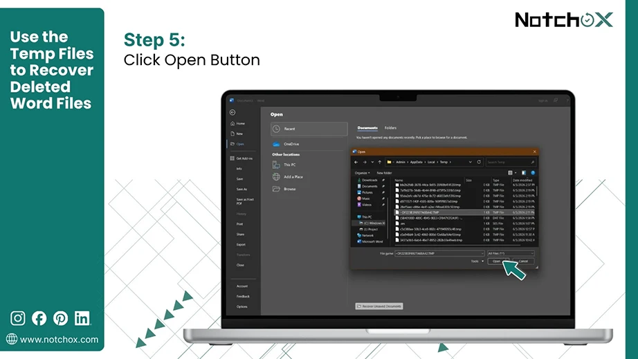 Click Open Button