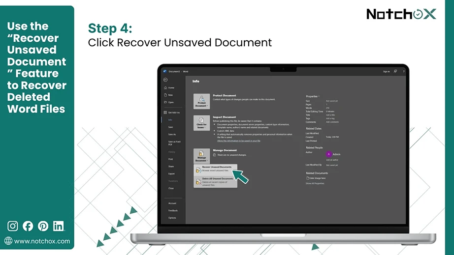 Click Recover Unsaved Document