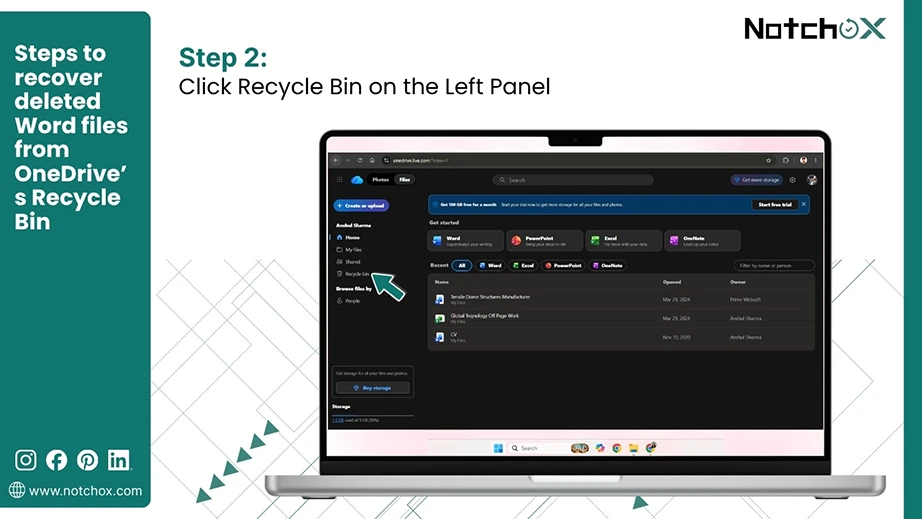 Click Recycle Bin on the Left Panel