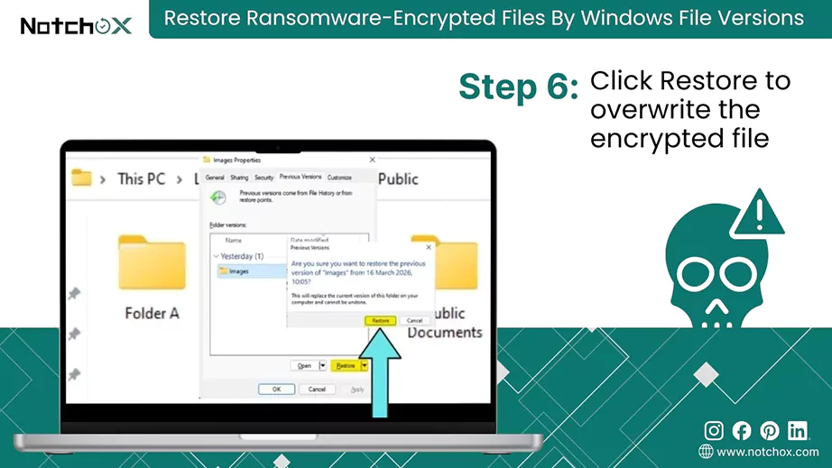 Click Restore to overwrite the encrypted file