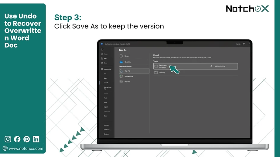 Click Save As to keep the version