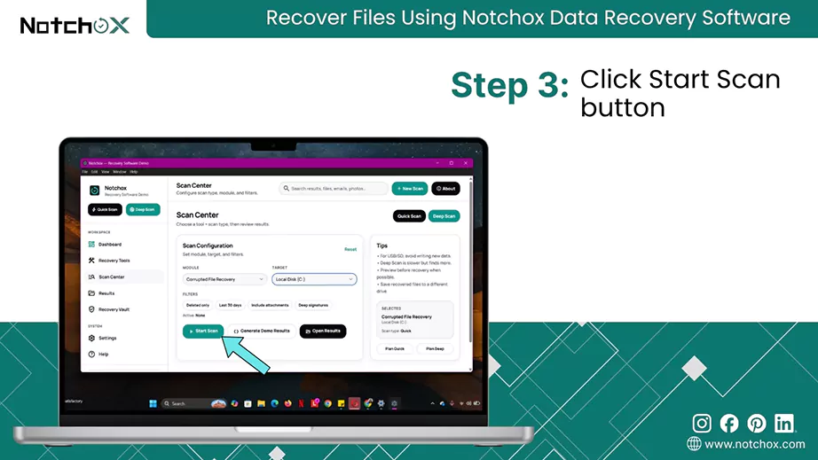 Click Start Scan button