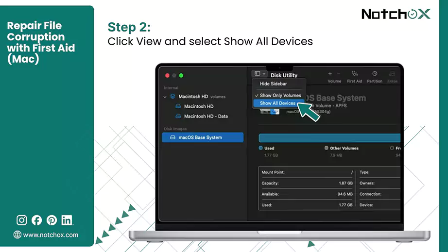 Click View and select Show All Device