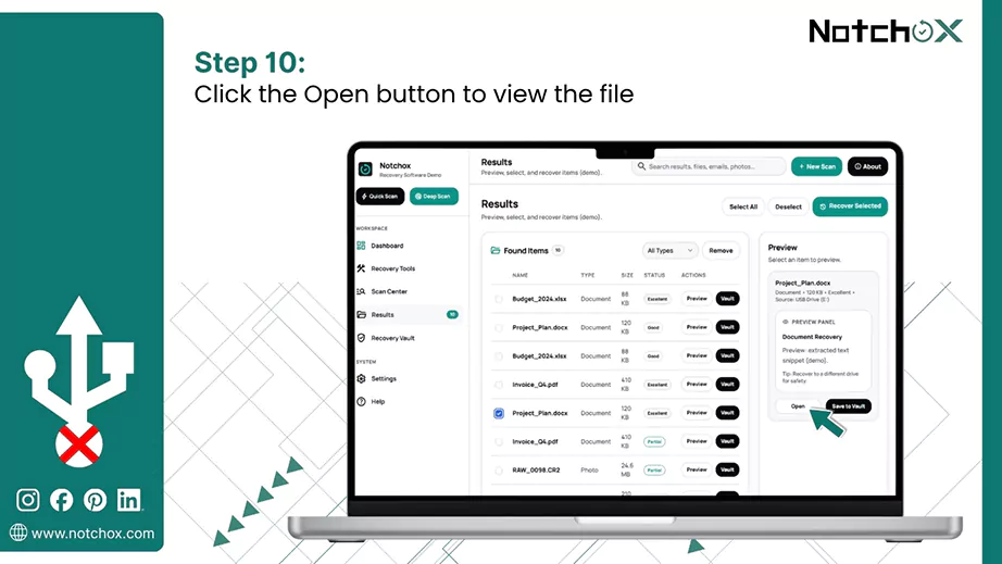 Click the Open button to view the file