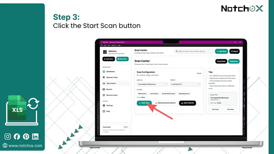 Click the Start Scan button