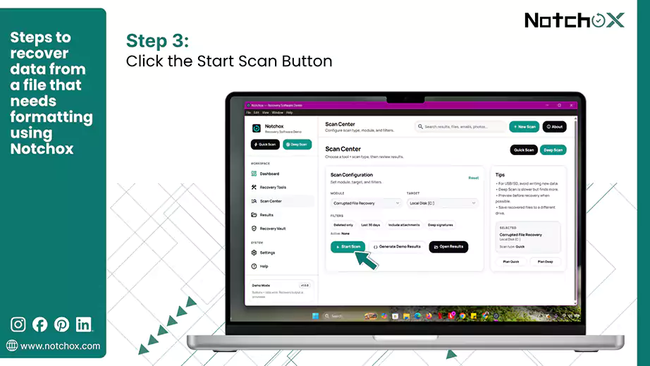 Click the Start Scan Button
