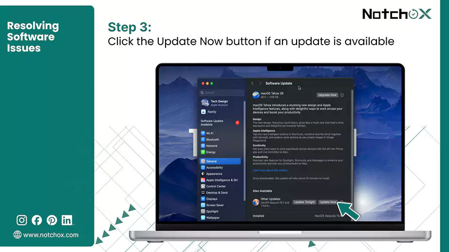 Click the Update Now button if an update is available