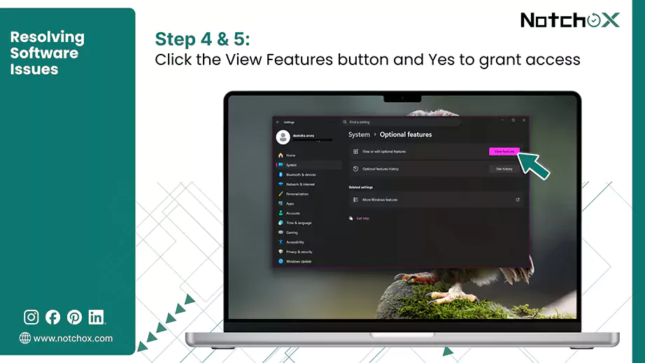 Click the View Features button