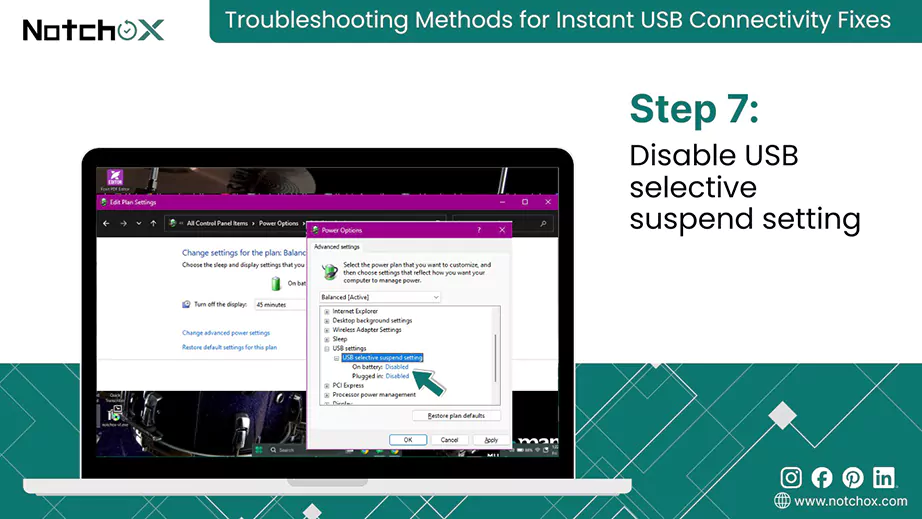Disable USB selective suspend setting