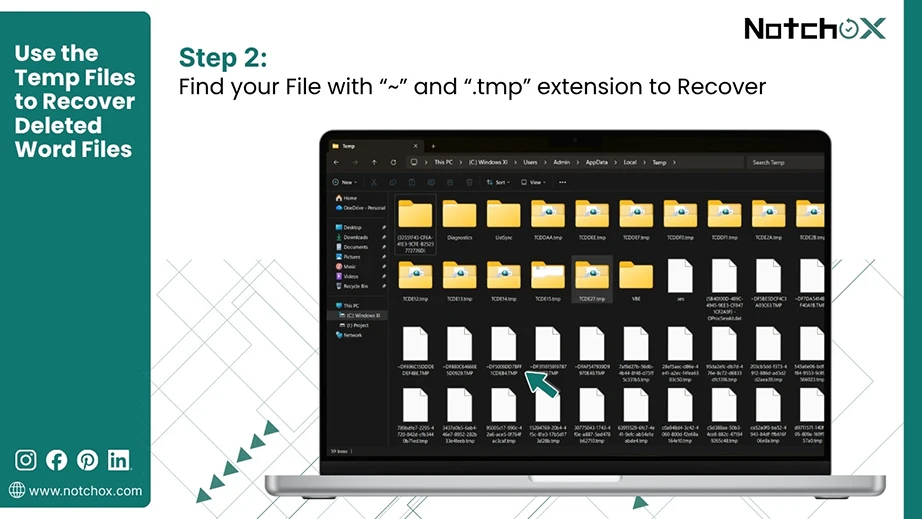 Find your File with and tmp extension to Recover