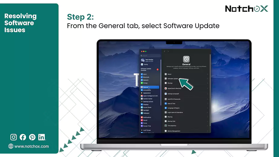 From the General tab select Software Update