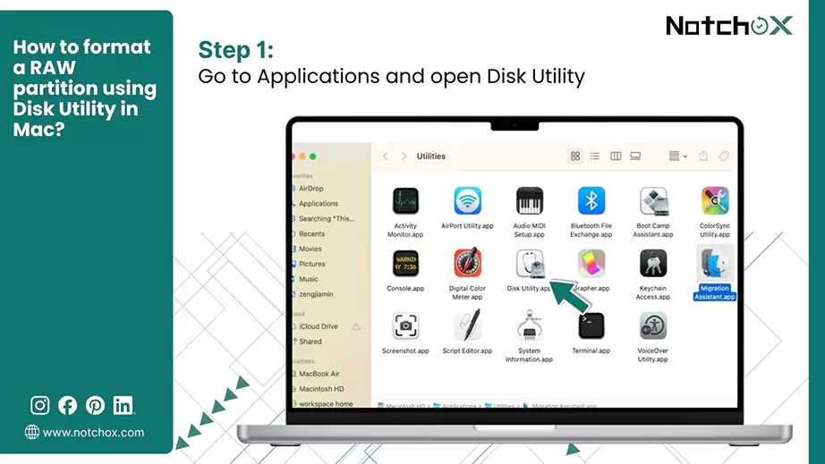 Go to Applications and open Disk Utility