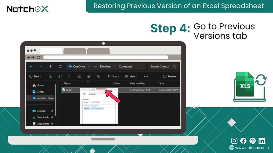 Go to Previous Versions tab
