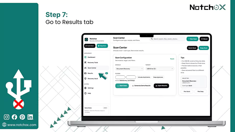 Go to Results tab