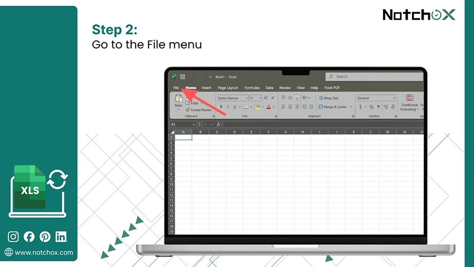 Go to the File menu
