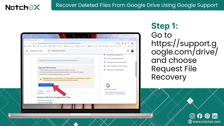 Go to the Google Support page