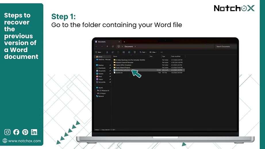 Go to the folder containing your Word file