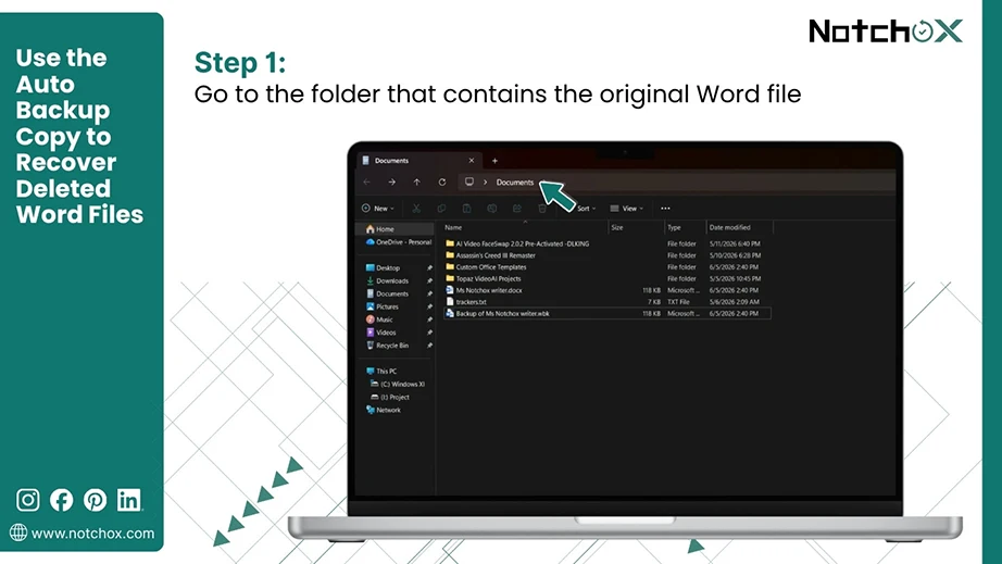 Go to the folder that contains the original Word file